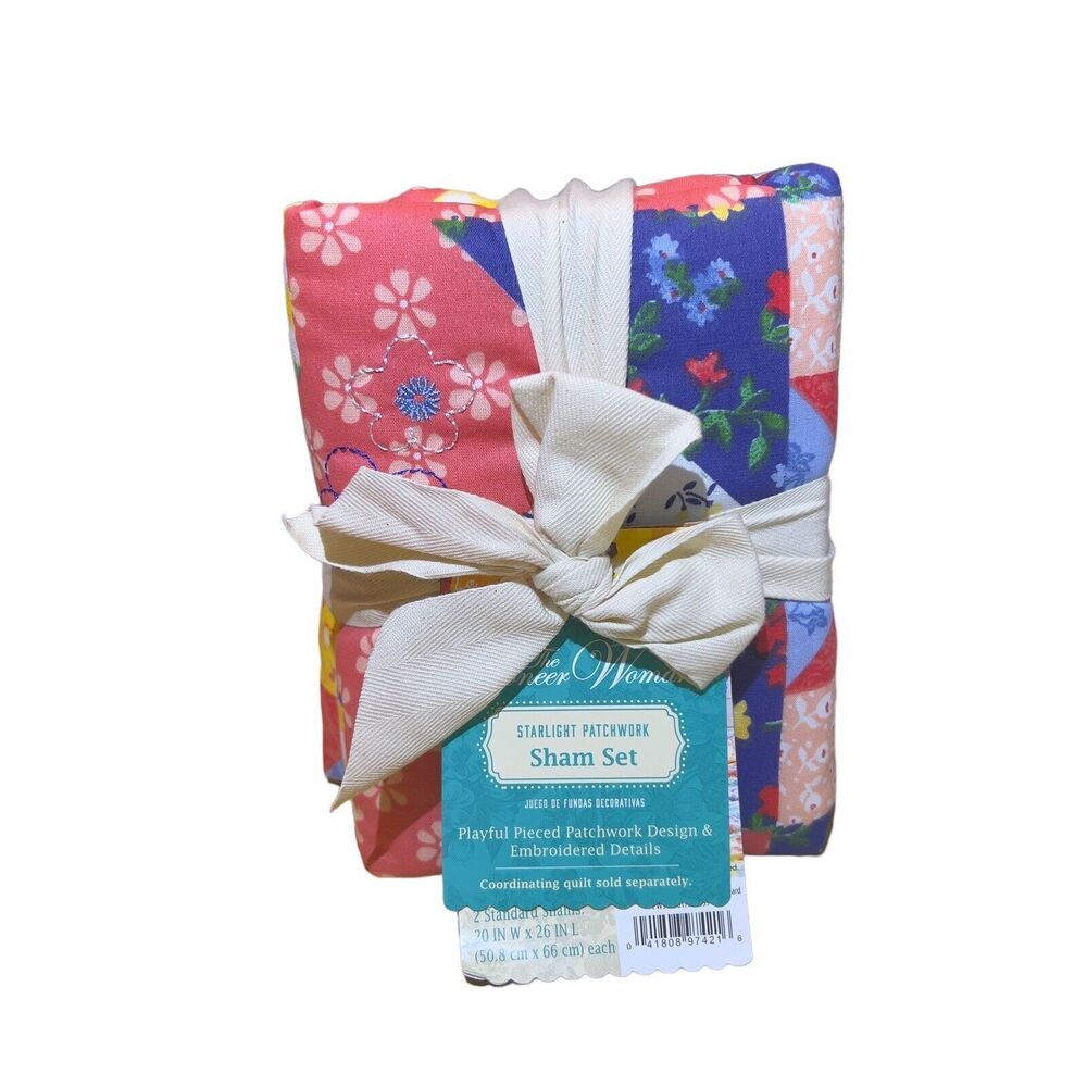 The Pioneer Woman‎ Starlight Patchwork 2 Standard Pillow Shams Embroidered NEW
